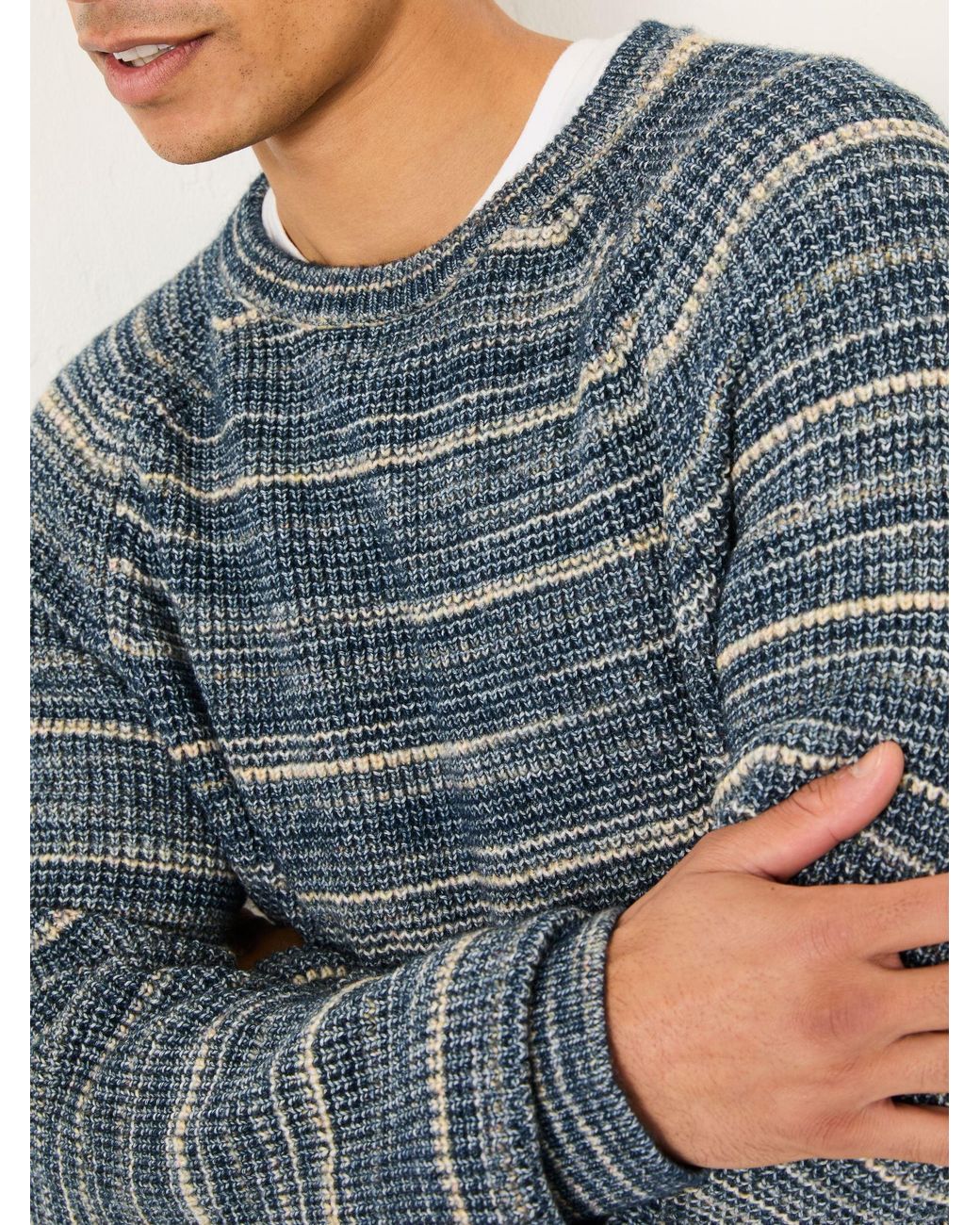 FatFace Blue Ombre Knitted Crew Neck Jumper for men