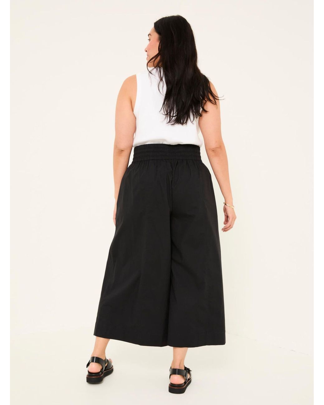 FatFace Black Aubrey Wide Leg Crop Trouser