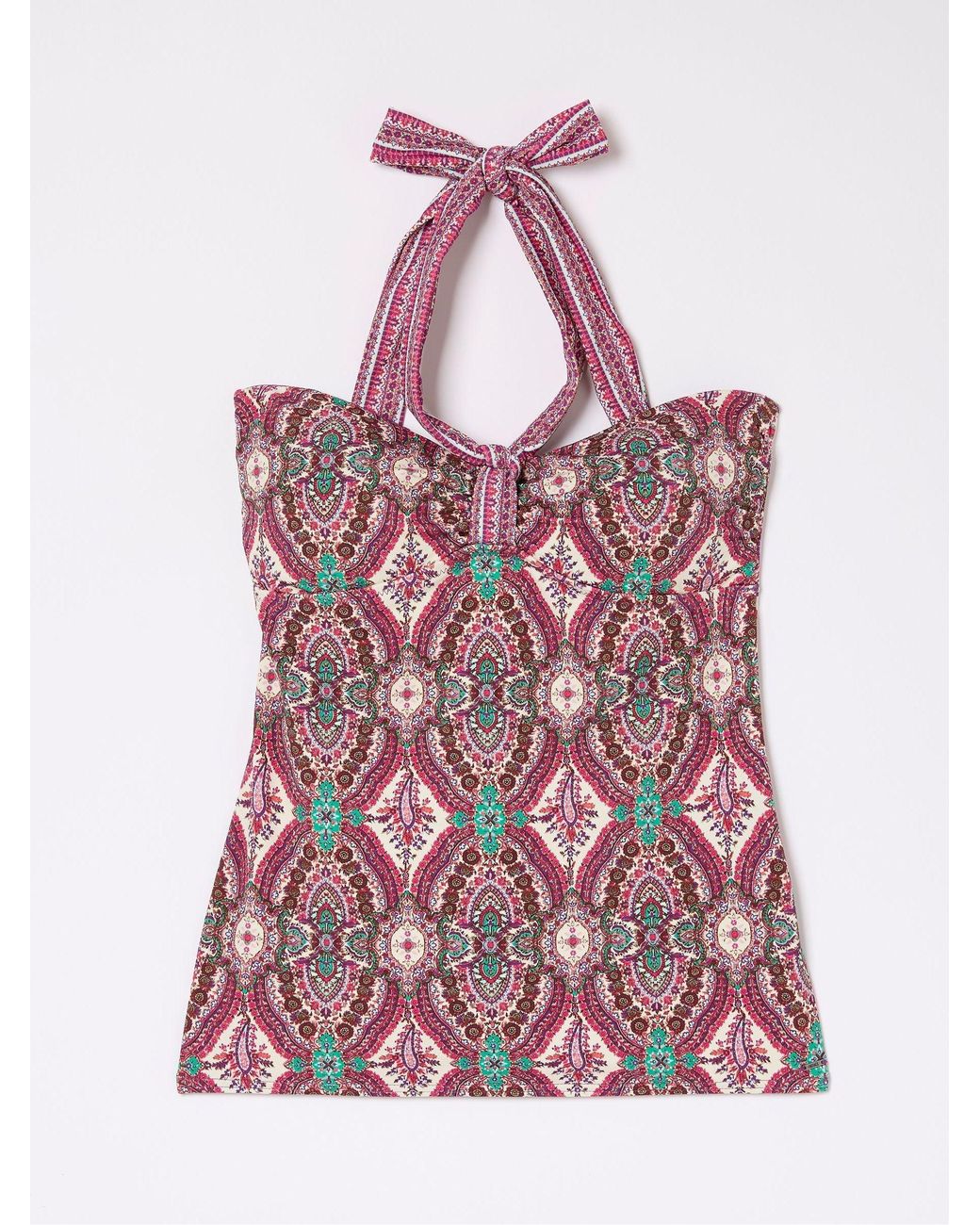 FatFace Red Jorja Detail Paisley Tankini Top