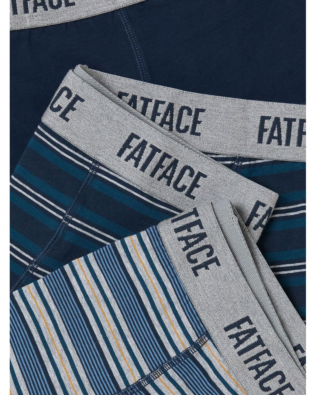 FatFace Blue 3 Pack Of Stripe Boxers for men