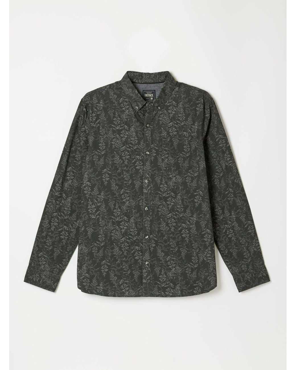 FatFace Green Long Sleeve Fern Print Shirt for men