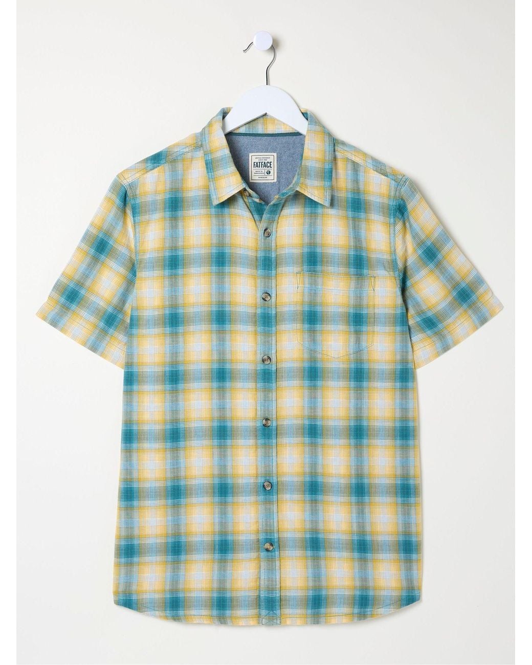 FatFace Blue Short Sleeve Chatley Check Shirt for men