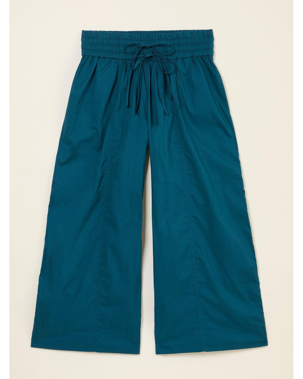 FatFace Blue Aubrey Wide Leg Crop Trouser