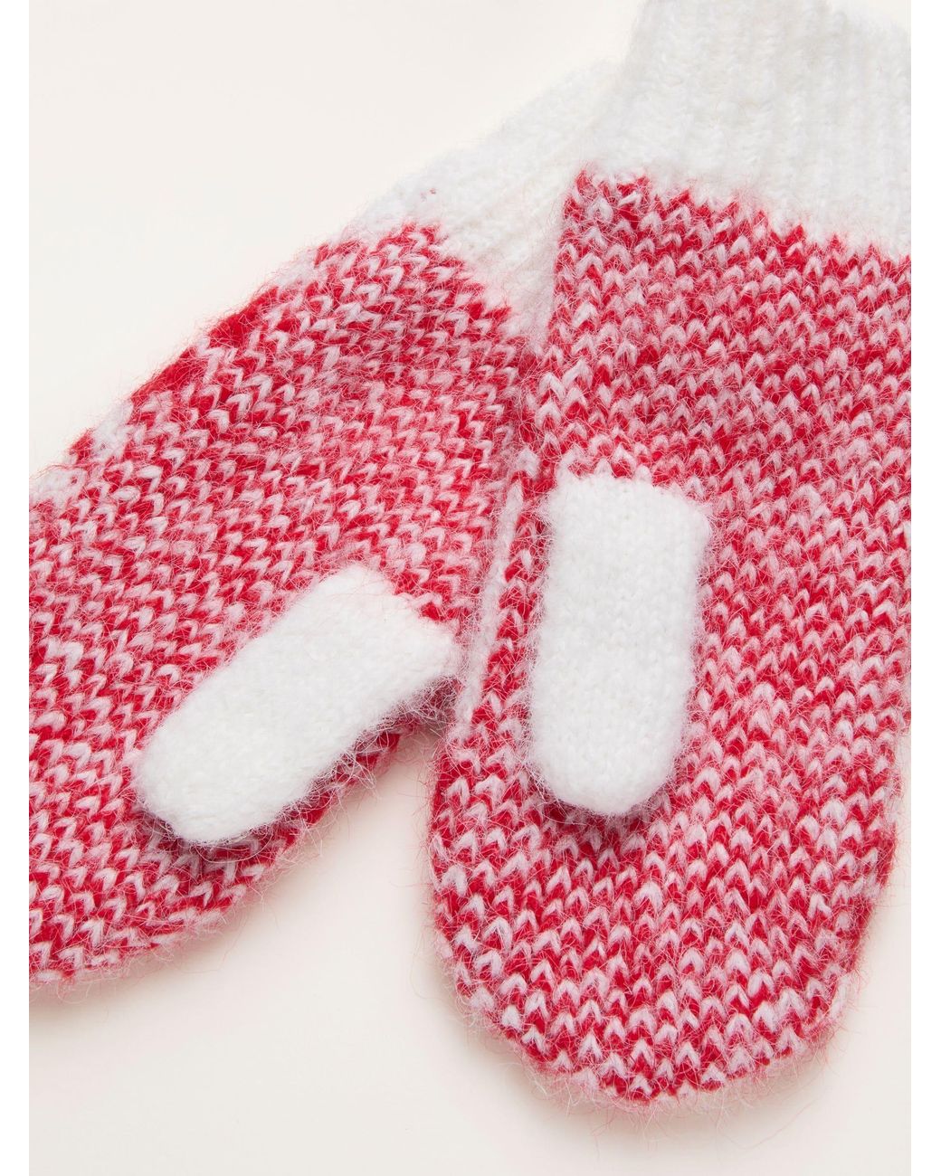 FatFace Red Shelter Snowflake Fairisle Mittens