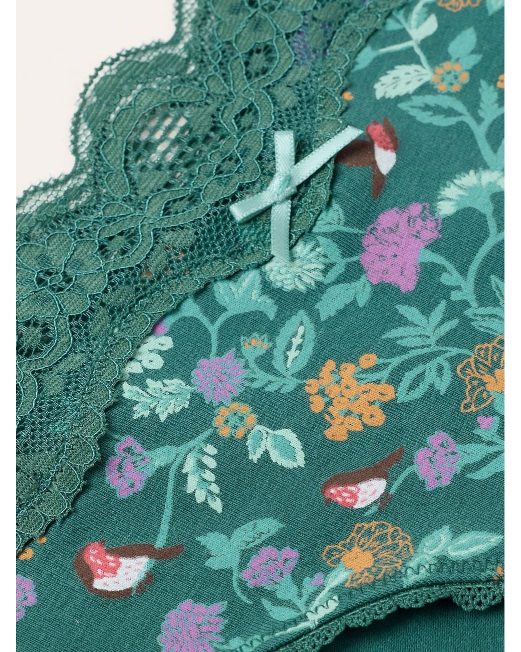 FatFace Green Festive Robin Classic Knickers