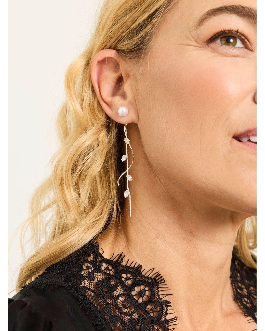 FatFace Natural Faux Pearl Twist Earrings