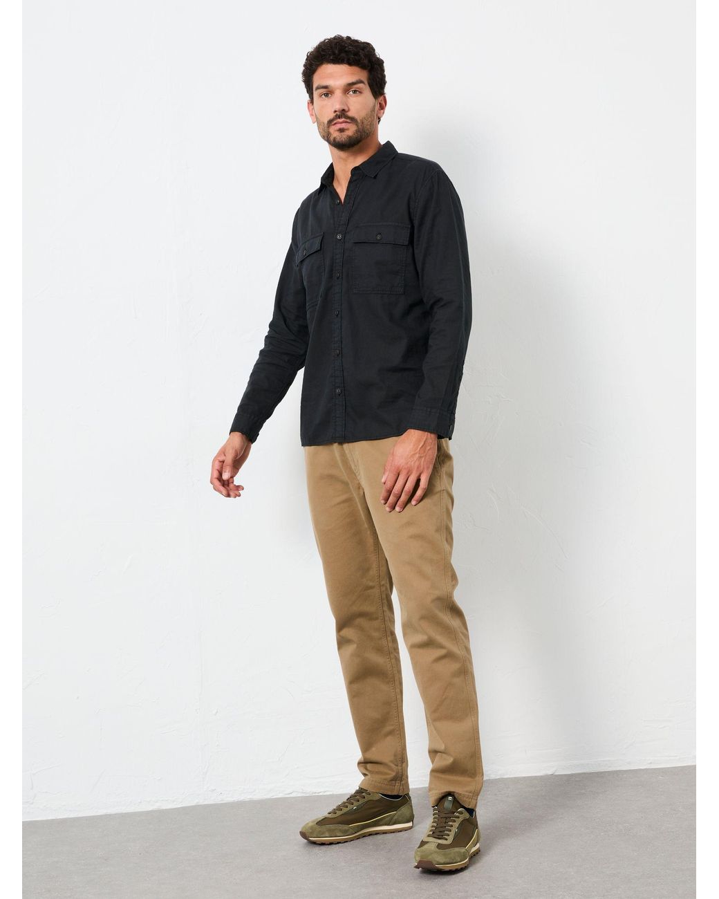 FatFace Blue Bugle Long Sleeve Garment Dye Utility Shirt for men