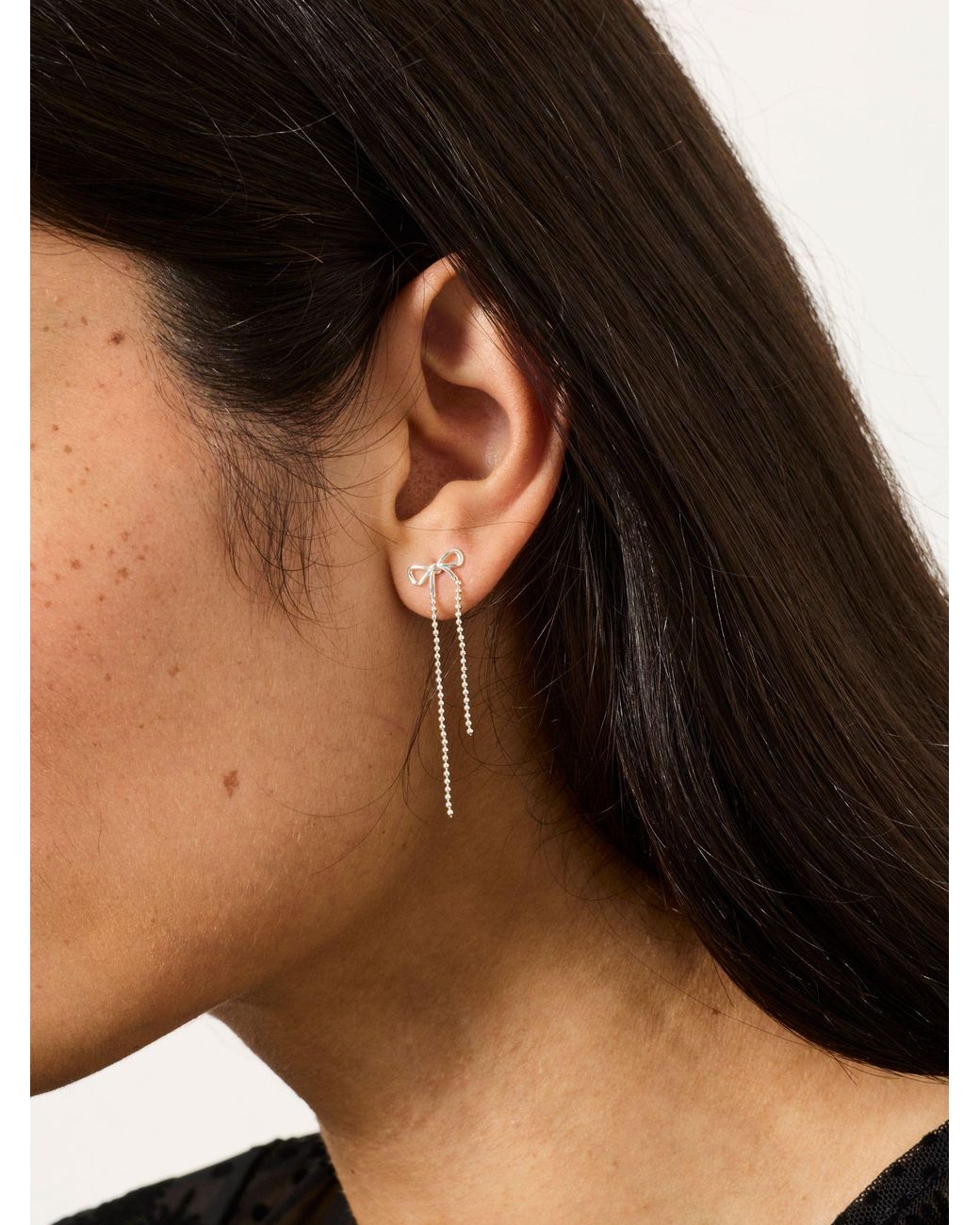 FatFace White Bow Earrings