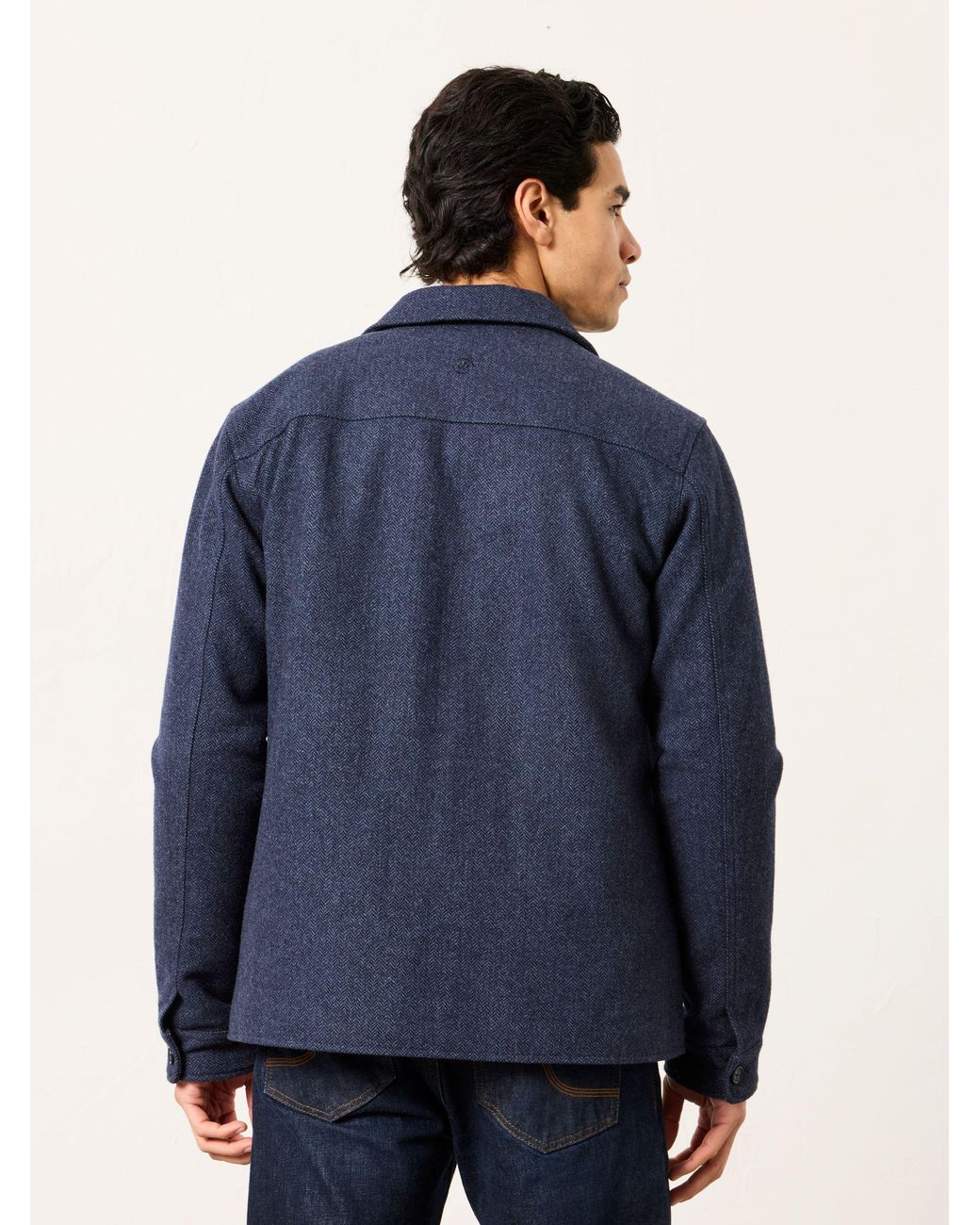 FatFace Blue Herringbone Worker Jacket for men