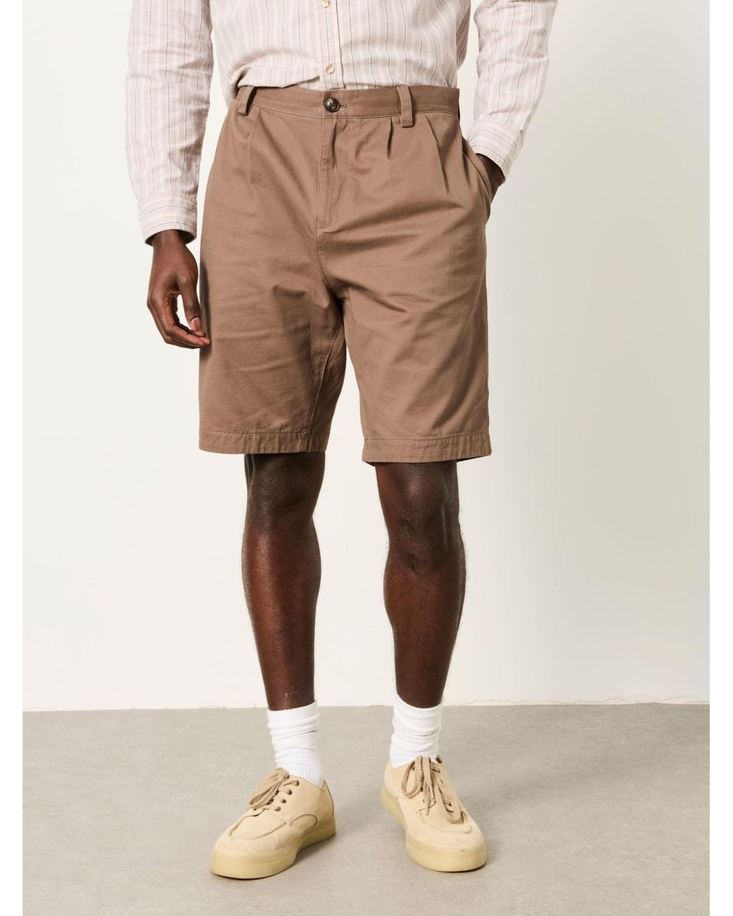 FatFace Brown Pleat Front Chino Shorts for men