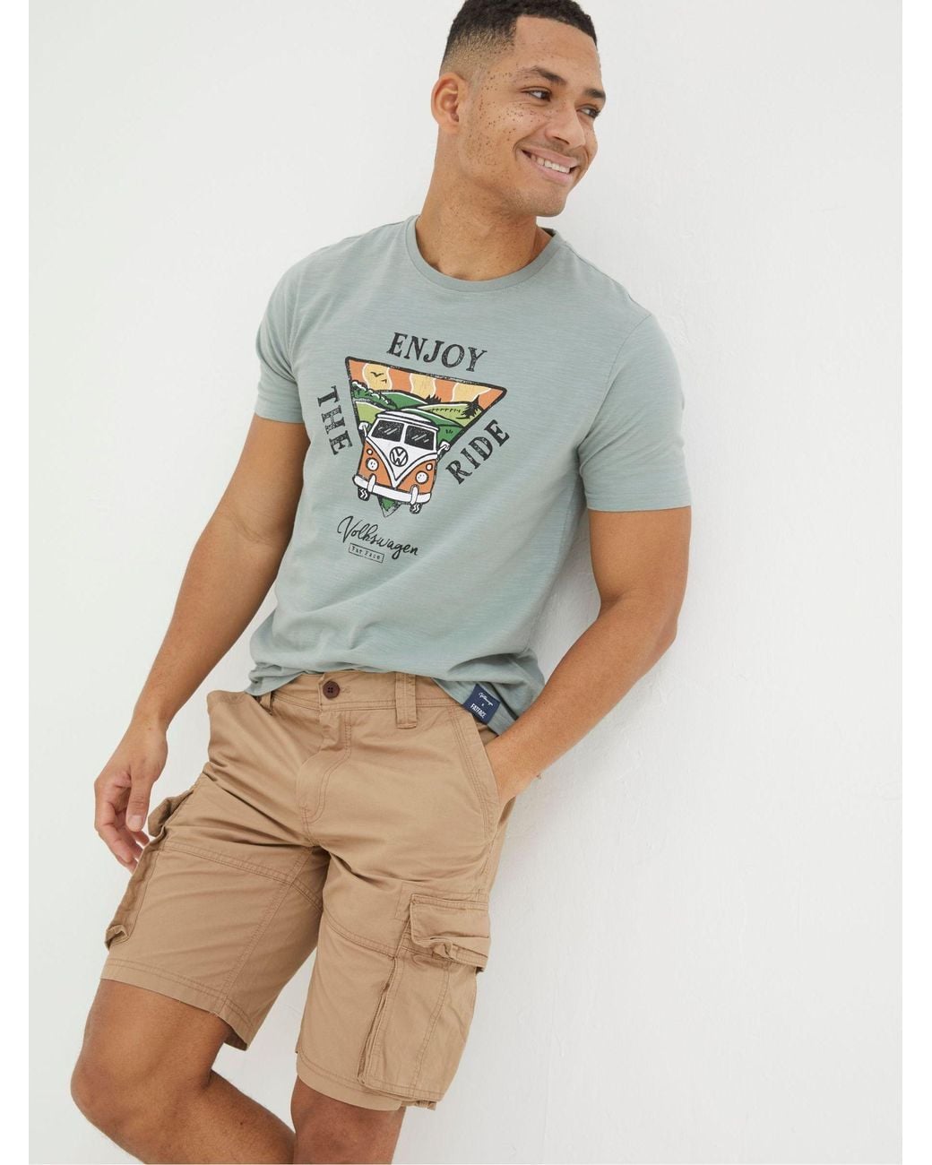 FatFace Blue Bude Lightweight Cargo Shorts for men