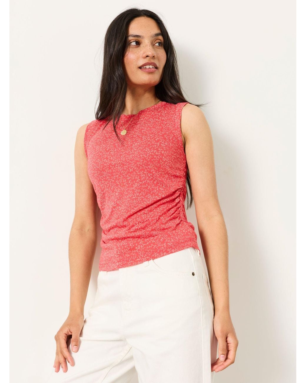 FatFace Red Ruby Ruched Sleeveless Tank