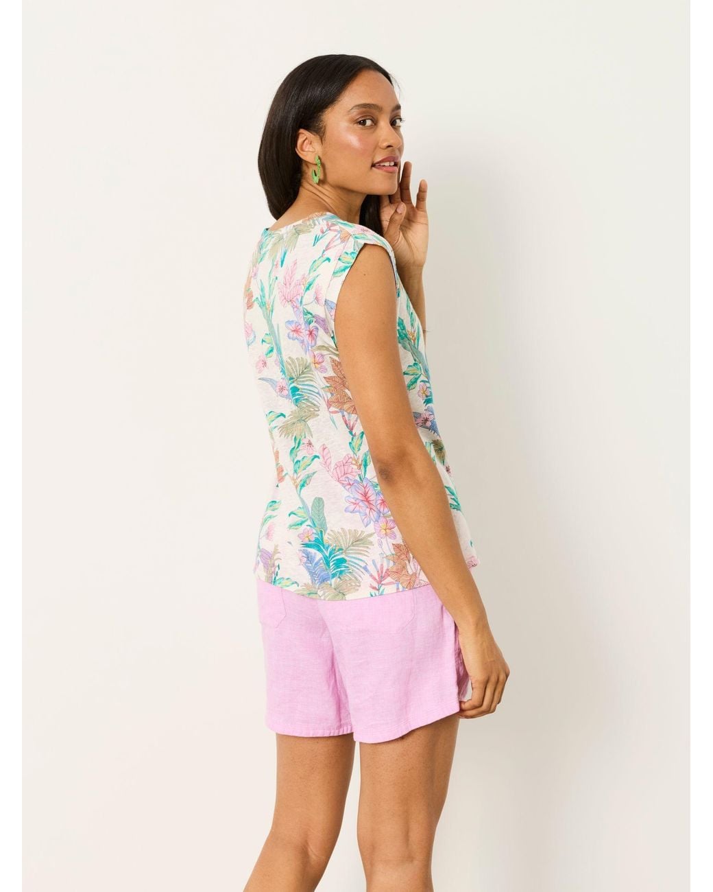 FatFace Pink Lou 100% Linen Tank Top