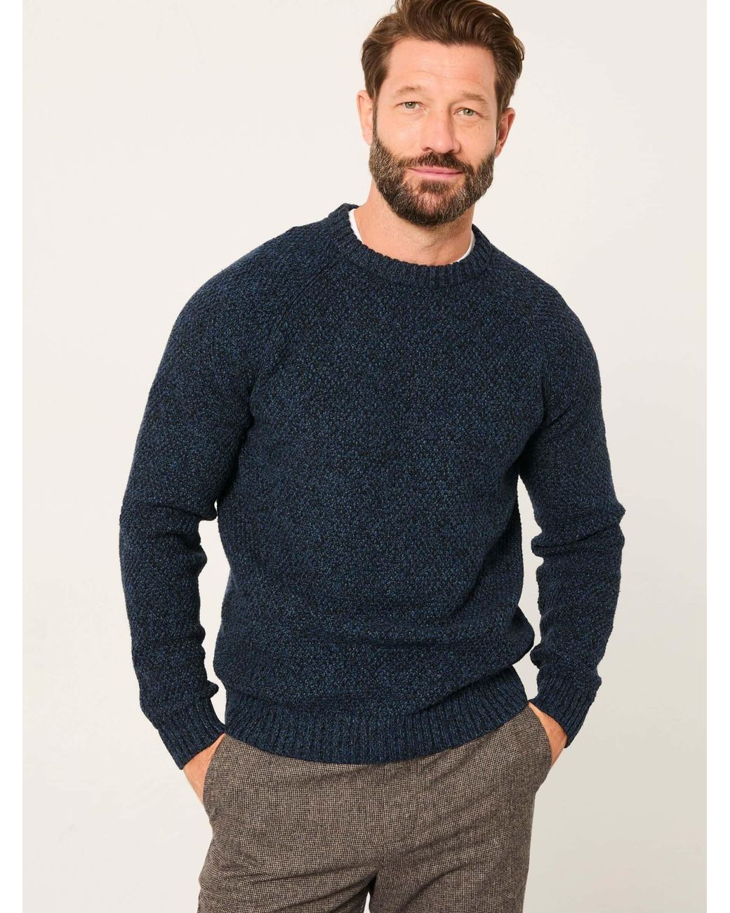FatFace Blue Hove Crew Neck Knitted Jumper for men