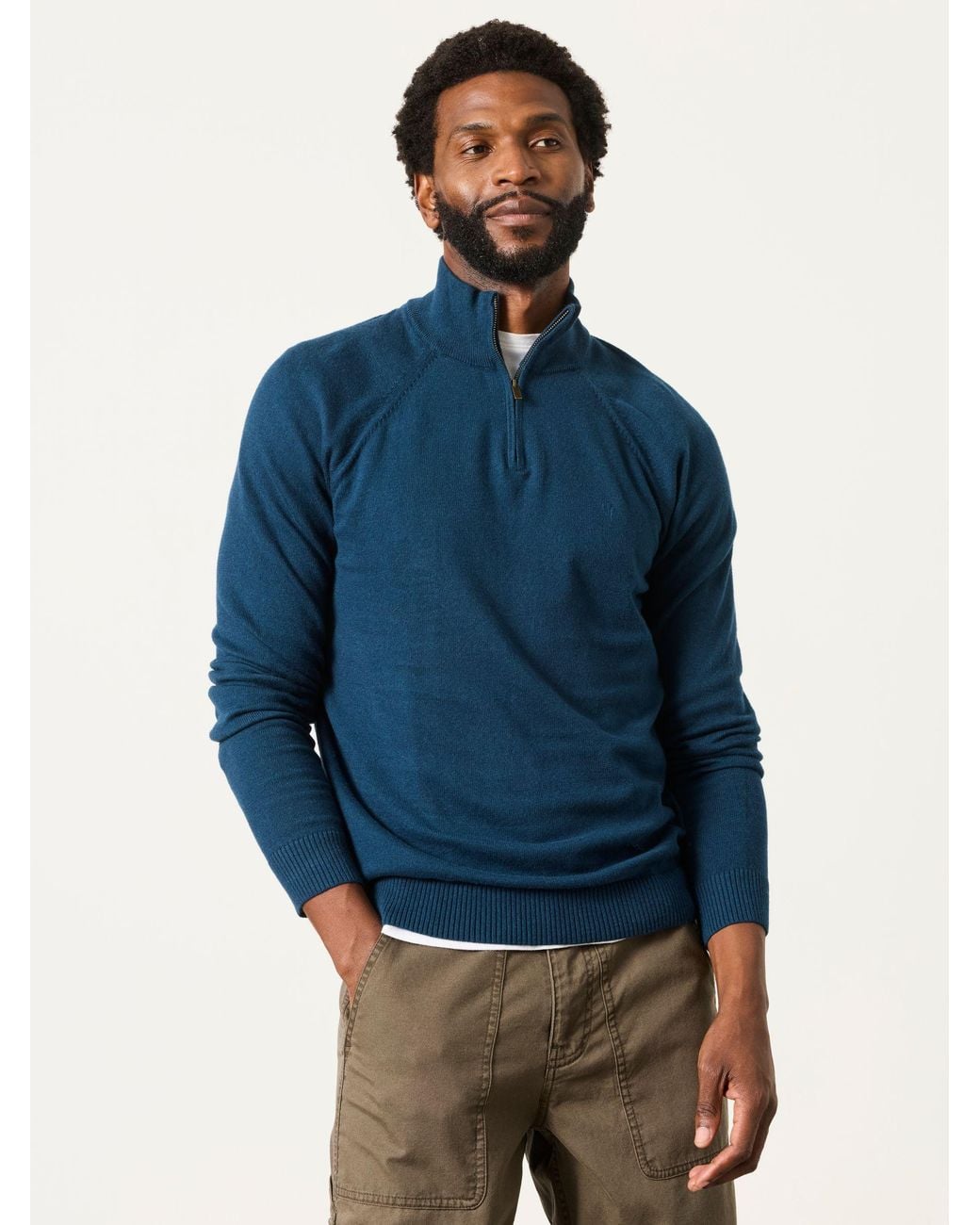 FatFace Blue Rye Quarter Zip Knitted Jumper for men