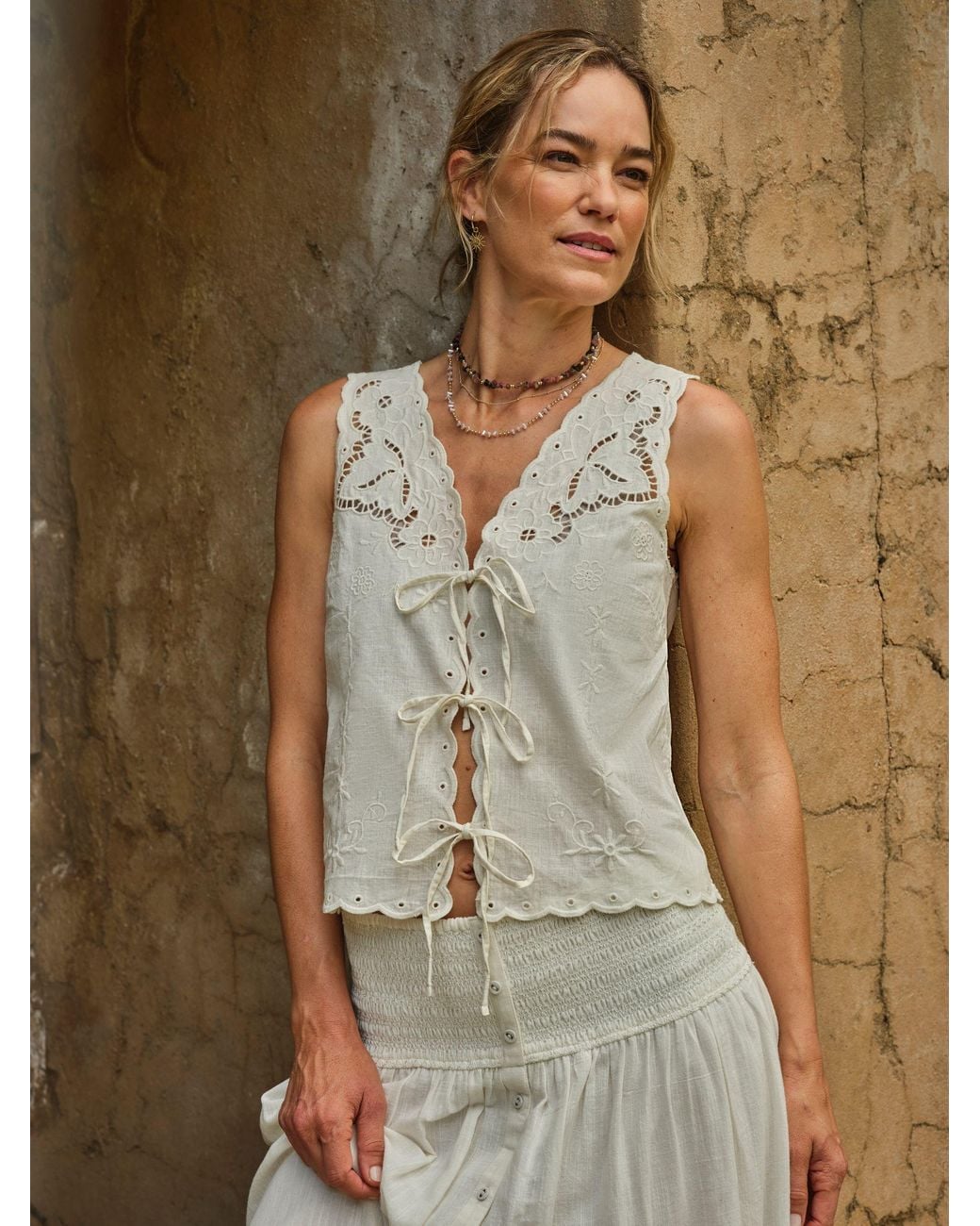 FatFace Green Becky Regular Embroidered Waistcoat