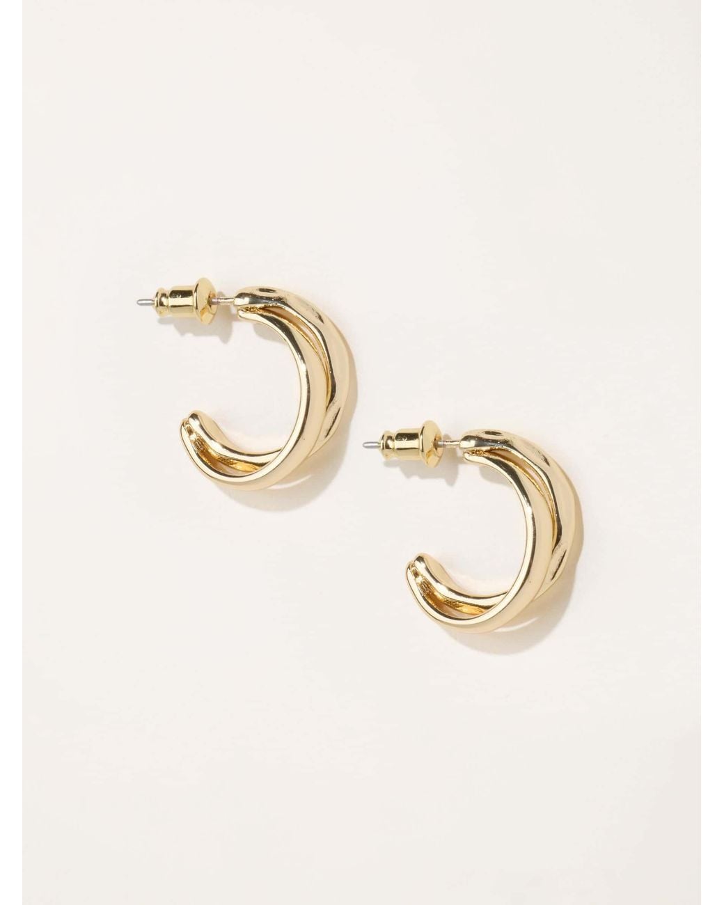 FatFace Natural Hammered Double Hoops