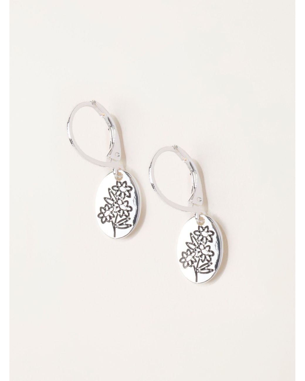 FatFace Natural Fatface Floral Disc Earrings