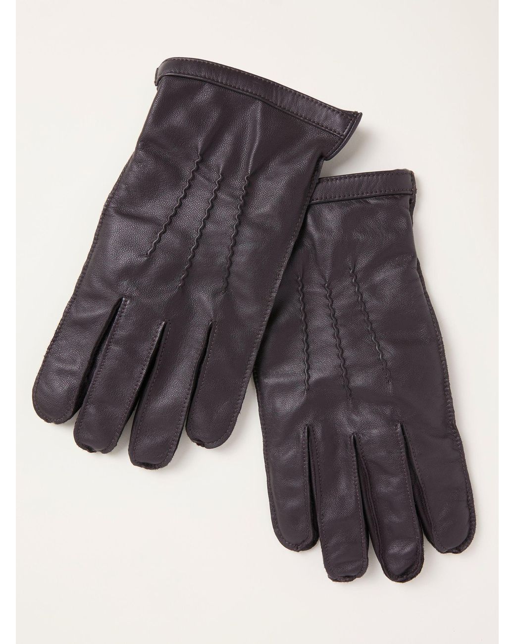 FatFace Blue Leather Gloves for men