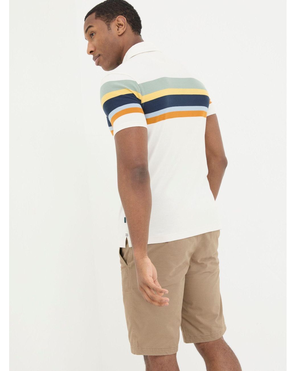 FatFace Natural Perranporth Chest Stripe Polo Shirt for men