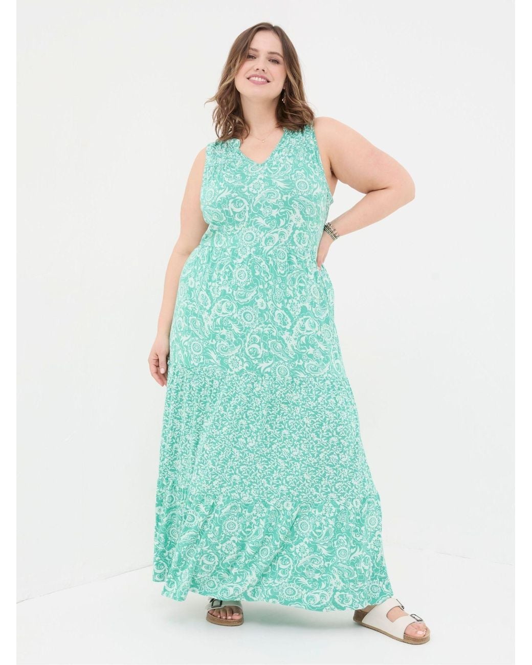 FatFace Green Maya Paisley Jersey Maxi Dress