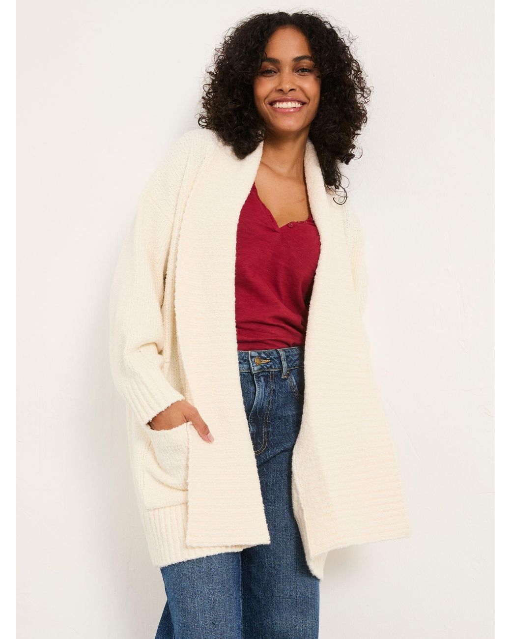 FatFace Natural Knitted Lounge Cardigan