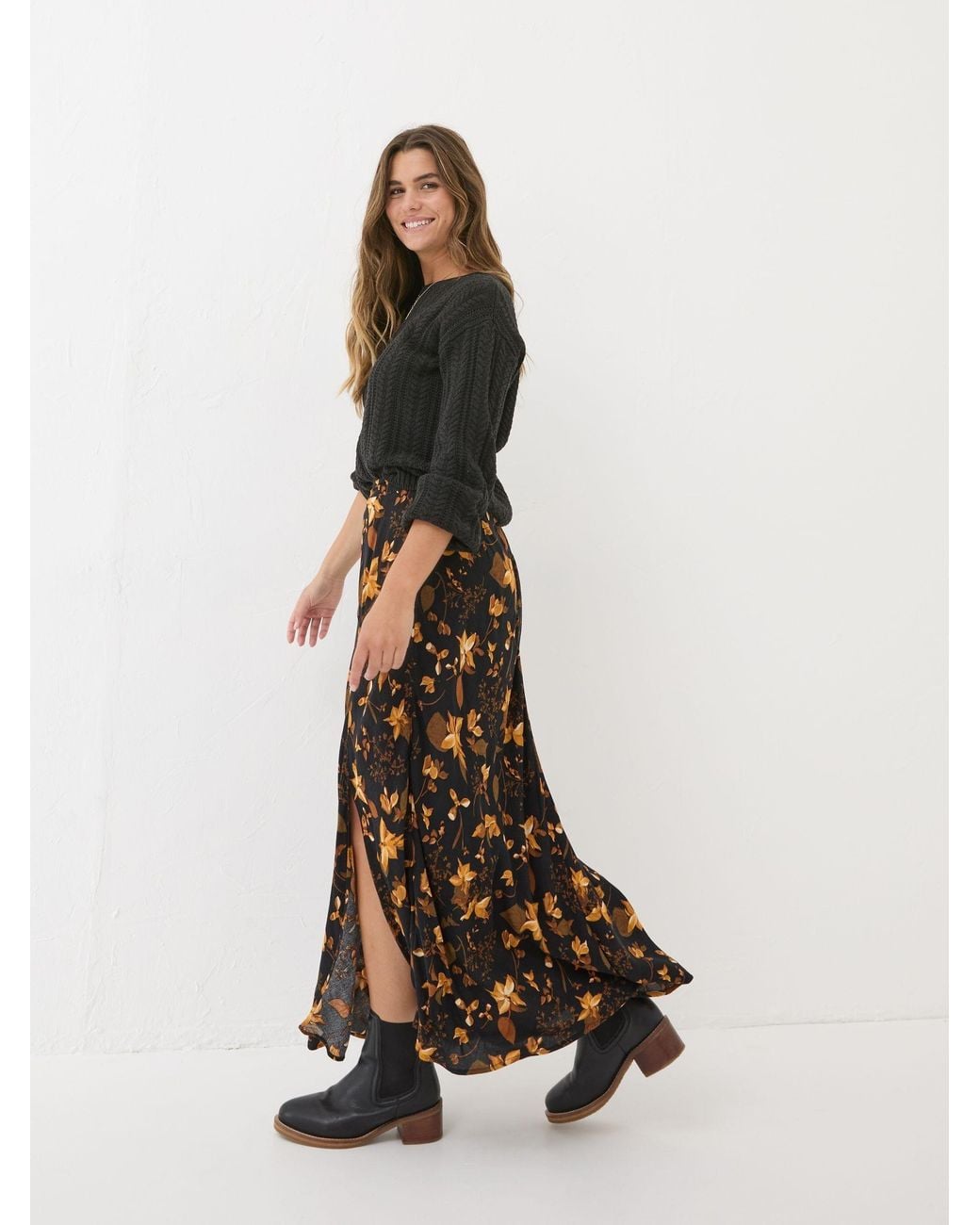 FatFace White Willa Floral Skirt