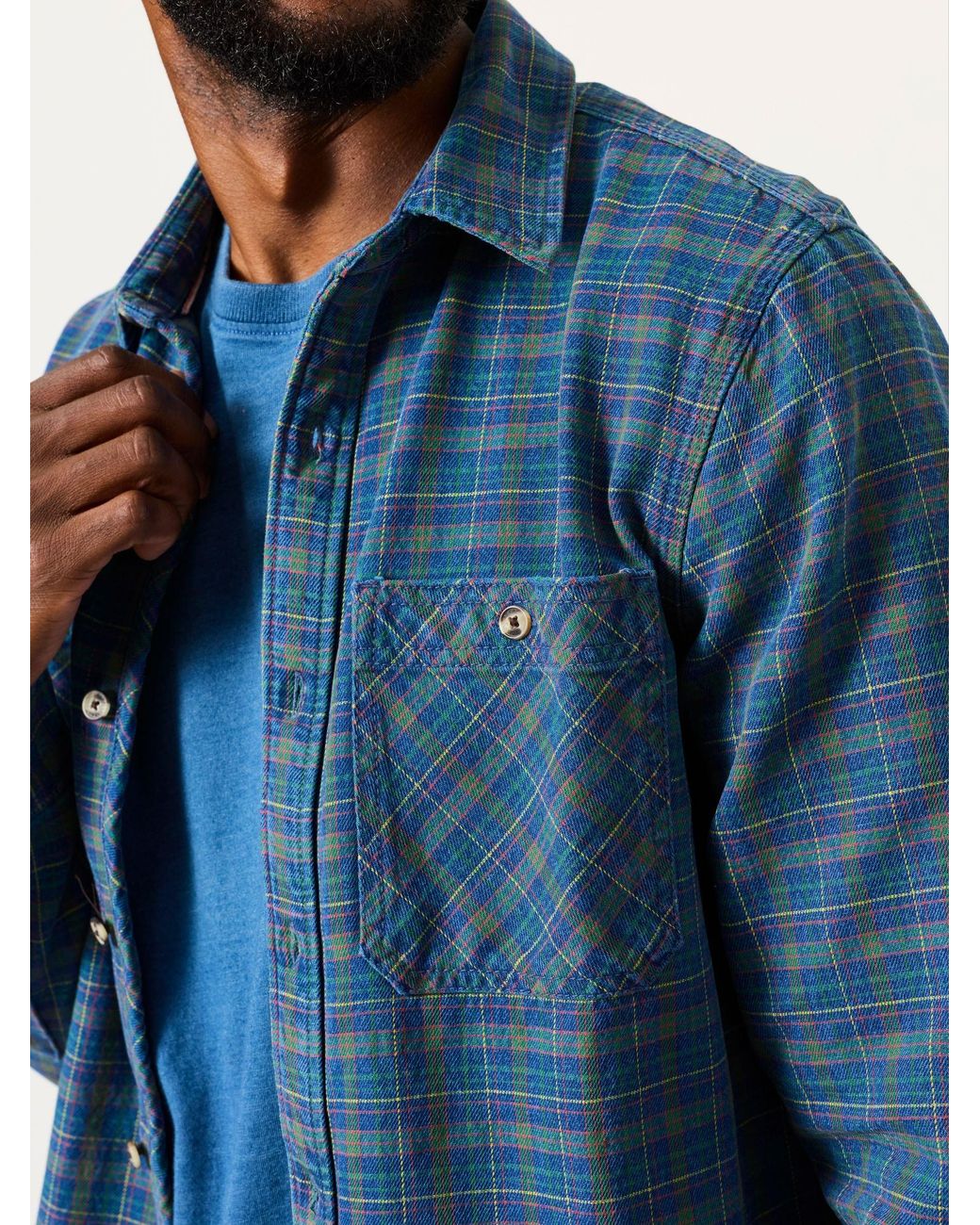 FatFace Blue Fatface Rye Long Sleeve Check Shirt for men