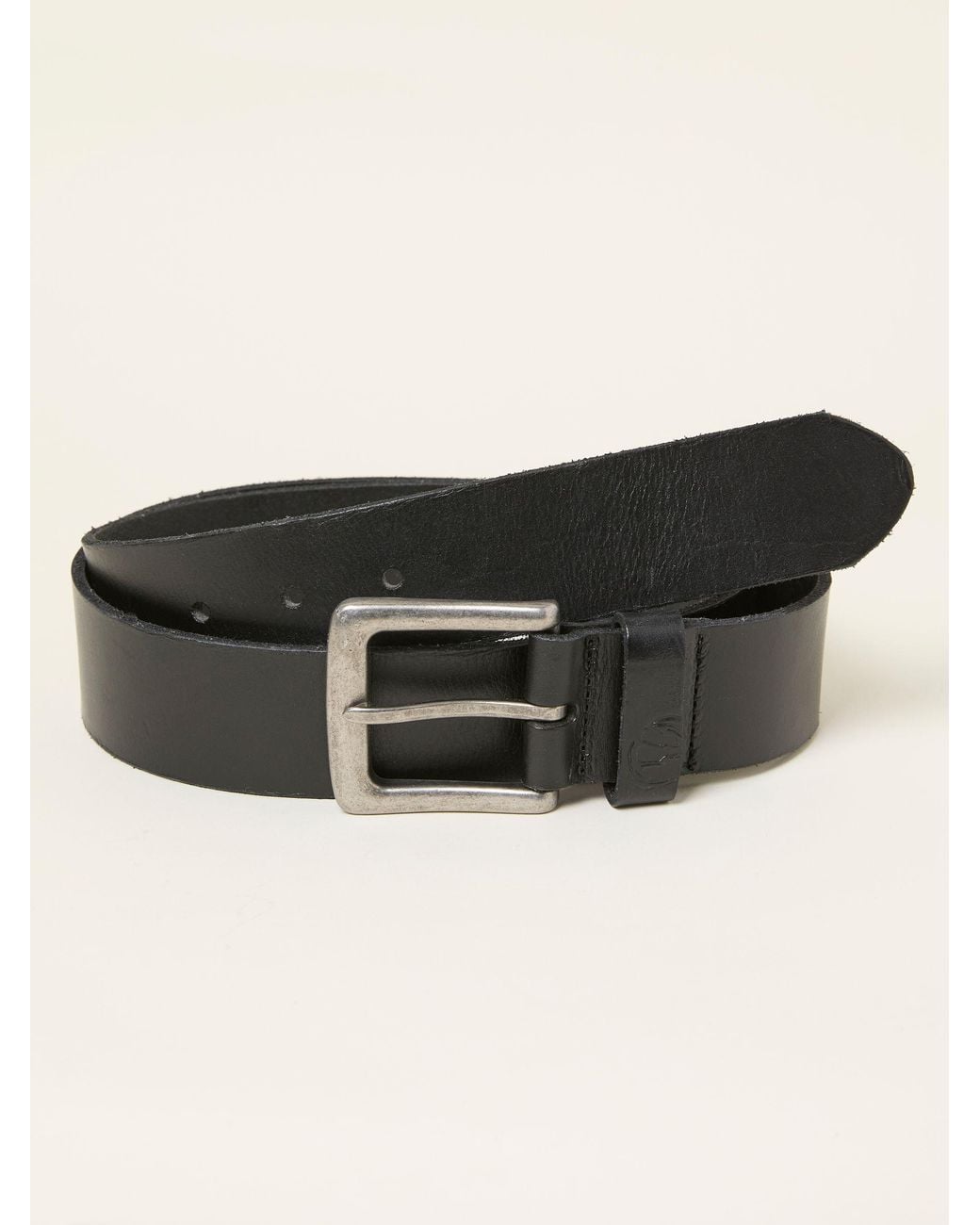 FatFace Black Plain Leather Belt for men