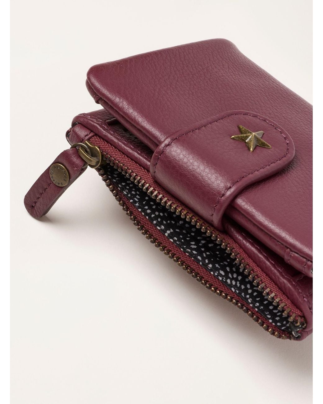 FatFace Purple Star Detail Leather Purse