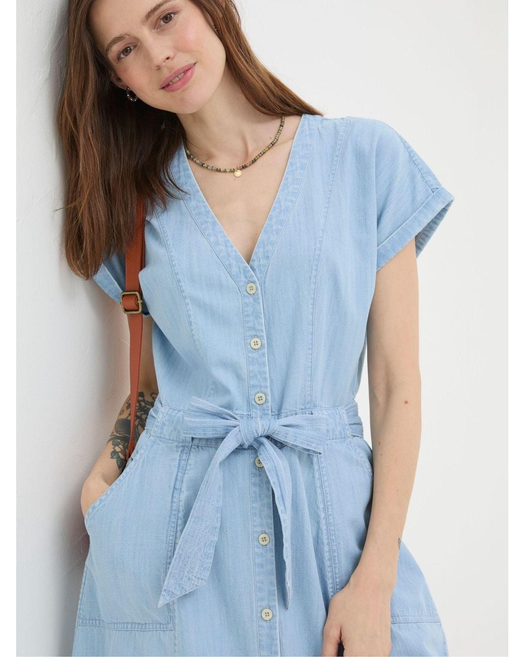 FatFace Blue Odette Denim Midi Dress