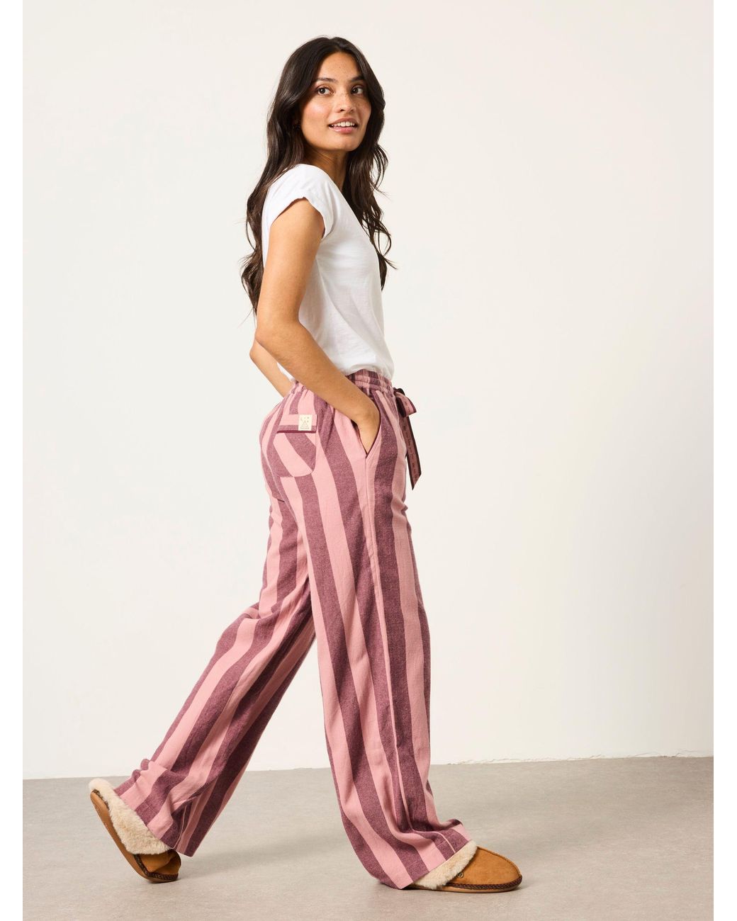 FatFace Pink Lola Stripe Wide Leg Pyjama Bottoms