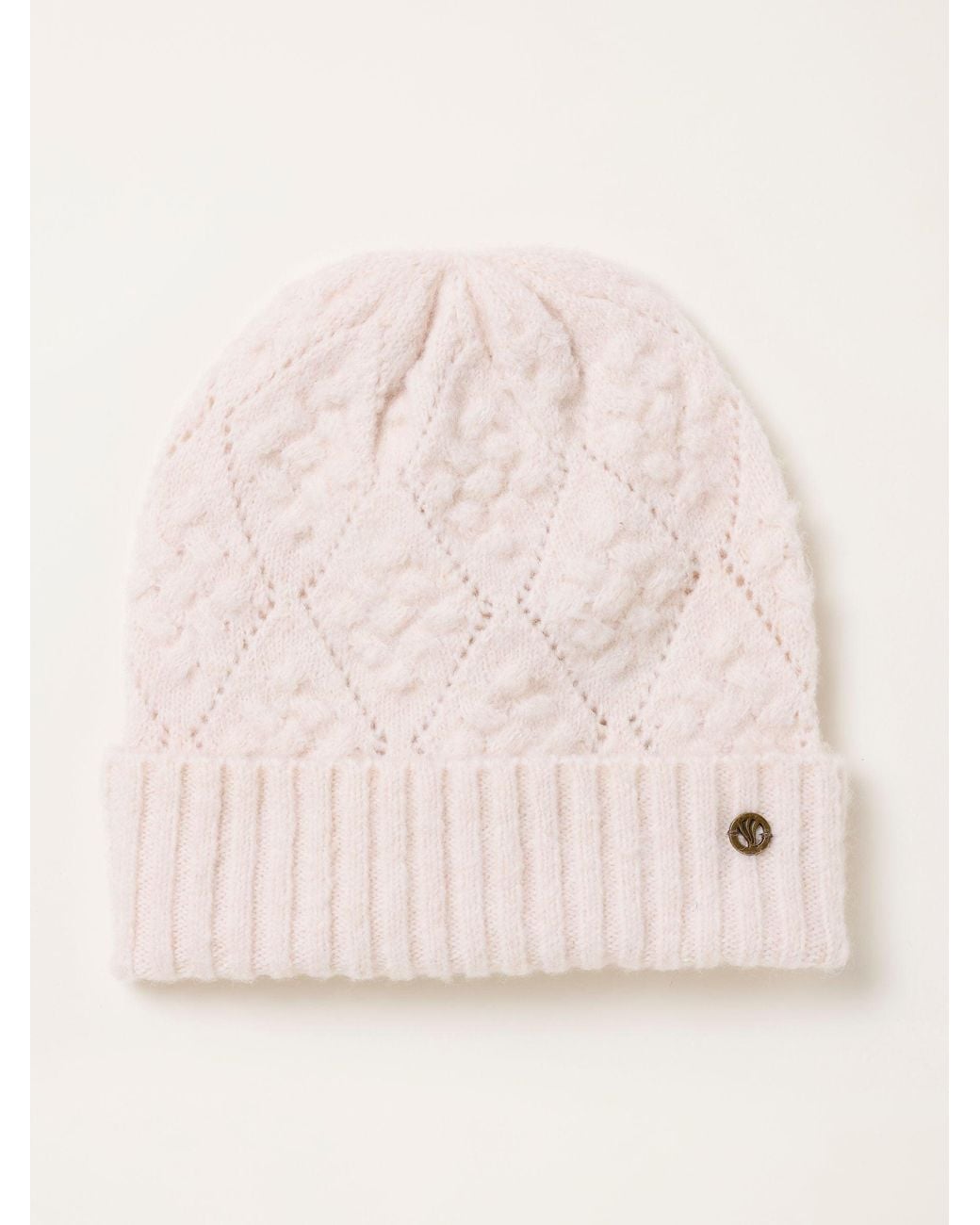 FatFace Pink Fatface Ivory Pointelle Beanie