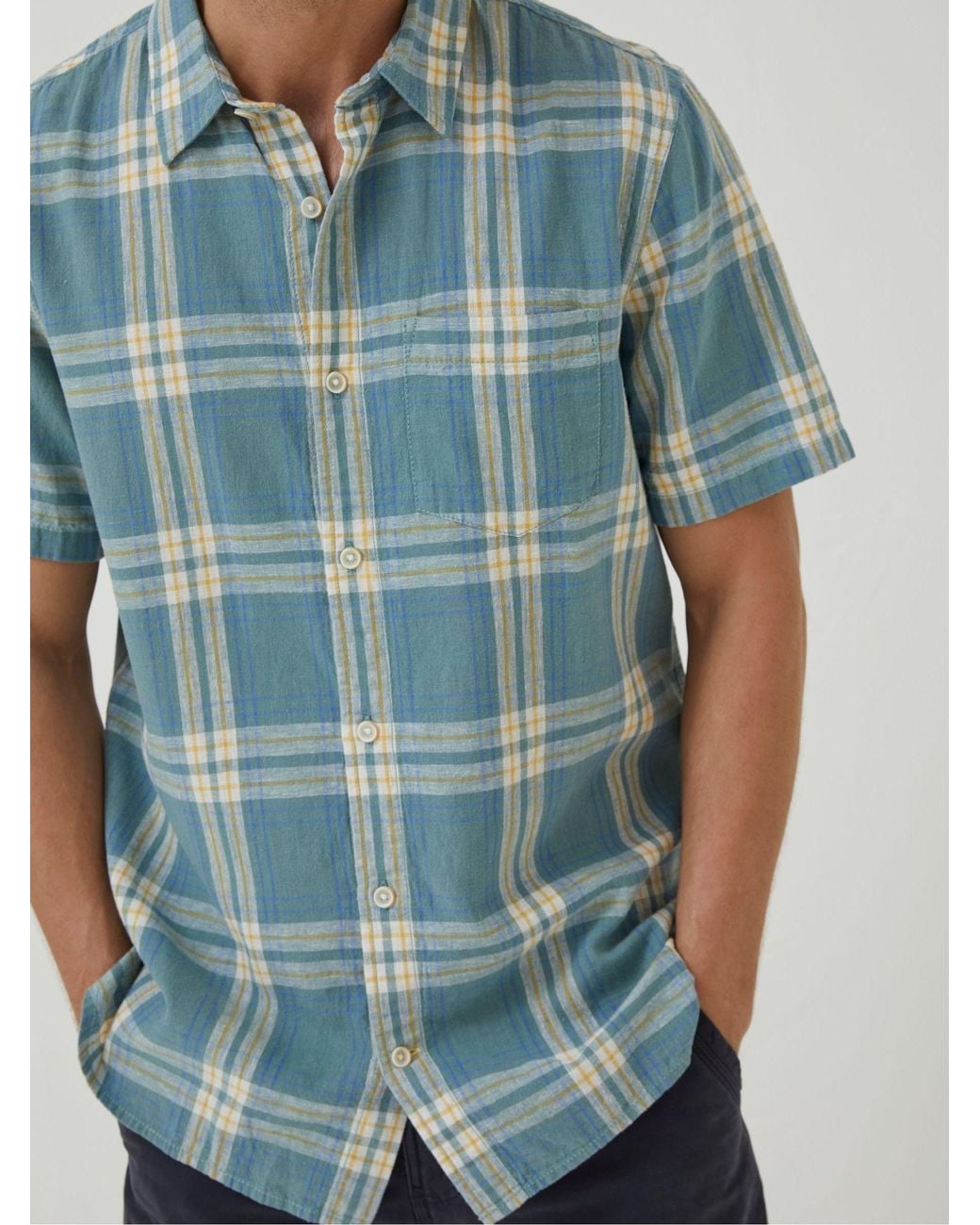 FatFace Blue Braddock Check Shirt for men