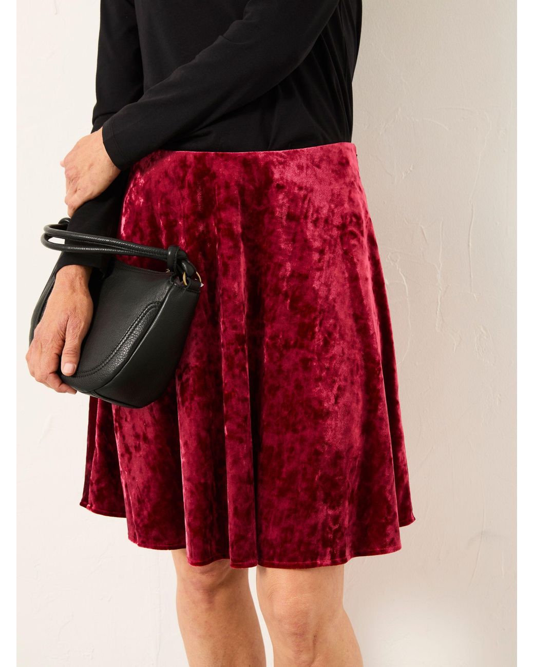 FatFace Red Fatface Jess Velvet Skirt