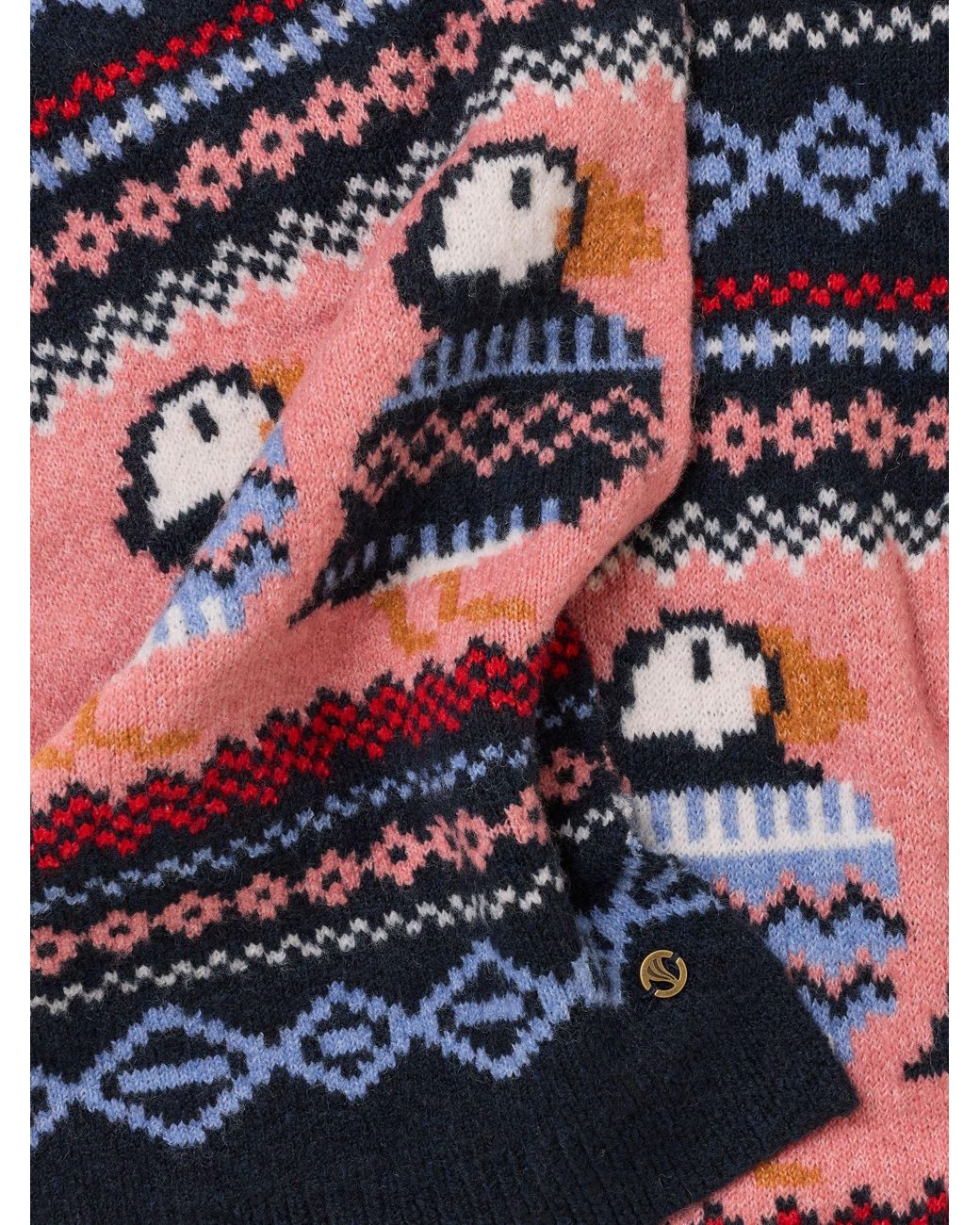 FatFace Blue Fatface Puffin Scarf