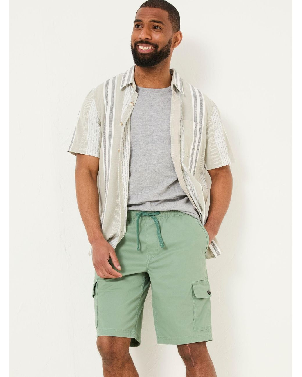 FatFace Green Tenby Pull On Cargo Shorts for men