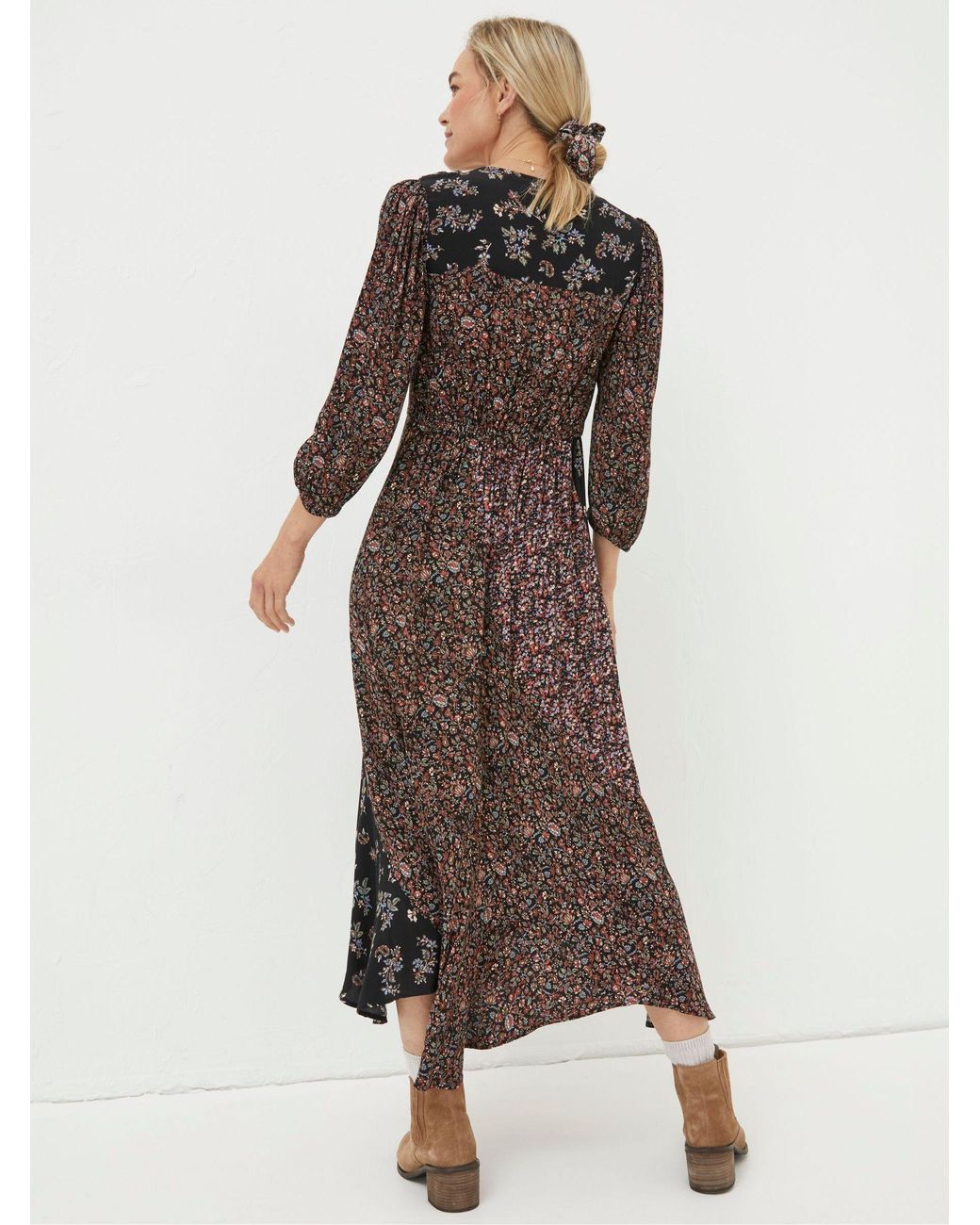 FatFace Black Nate Craft Floral Midi Dress