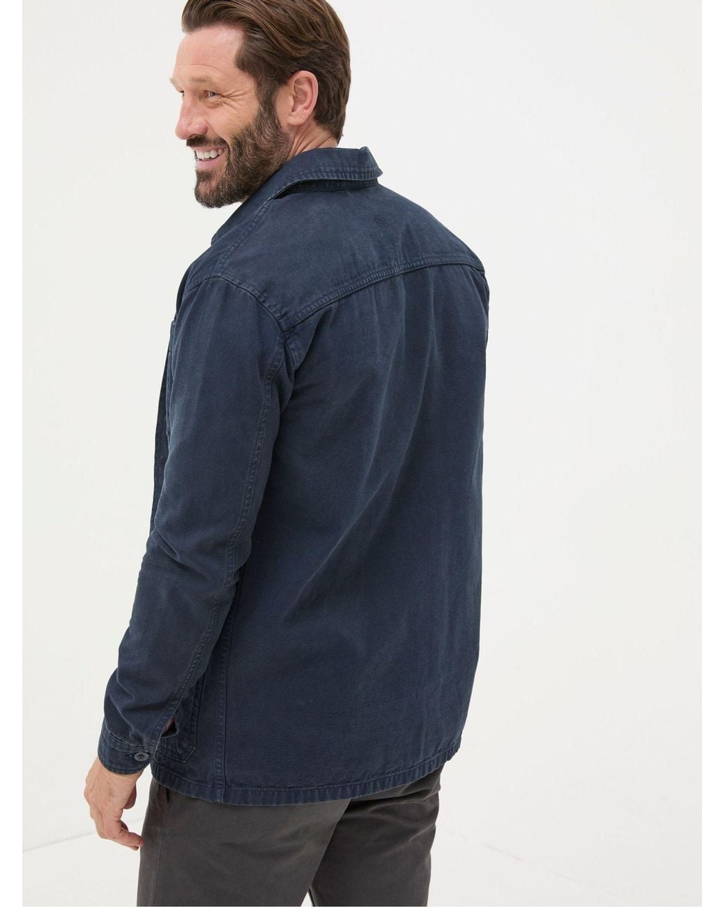 FatFace Blue Canvas Worker Jacket for men