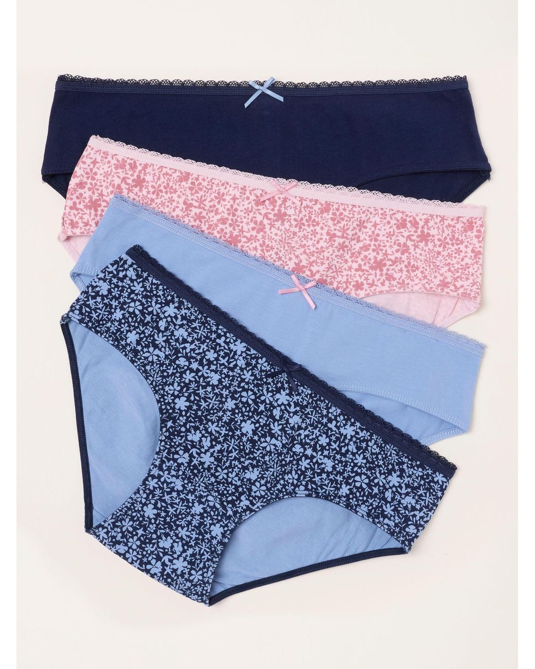 FatFace Blue Fatface 4 Pack/ Tonal Floral Short Knickers