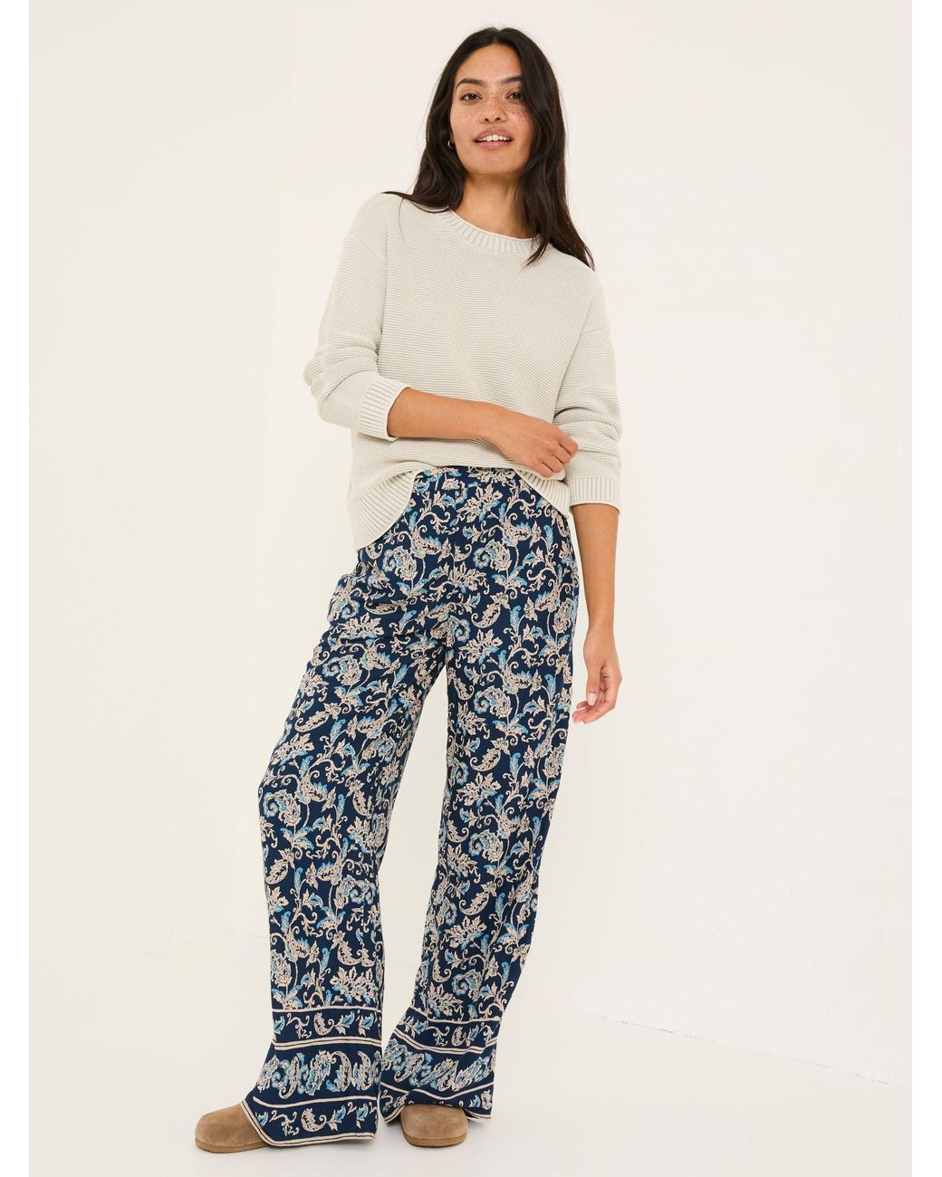 FatFace Blue Isla Wide Leg Trousers