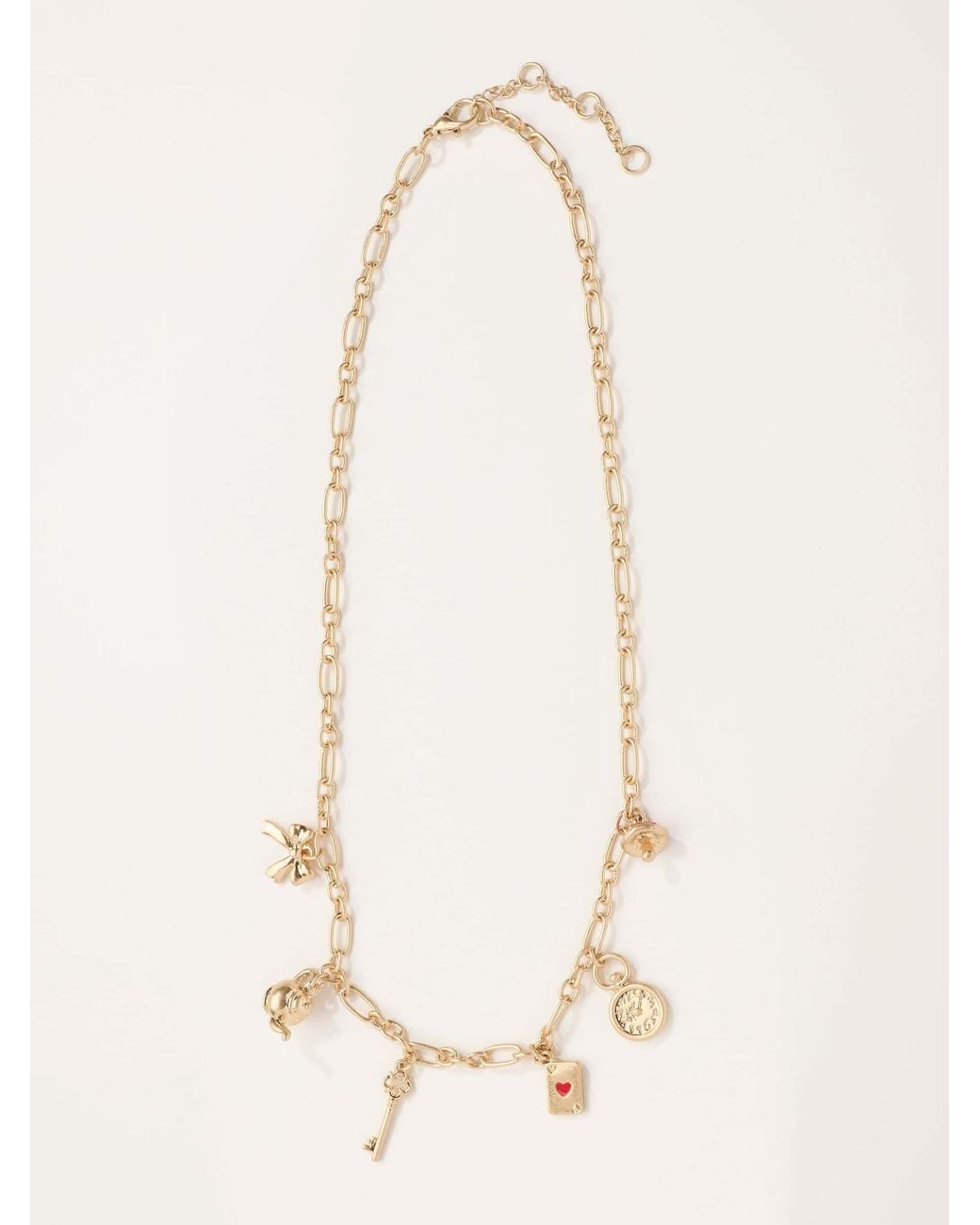 FatFace Natural V And A Charm Necklace