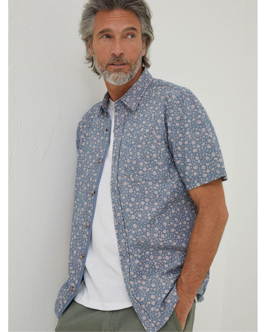 FatFace Blue Floral Print Shirt for men