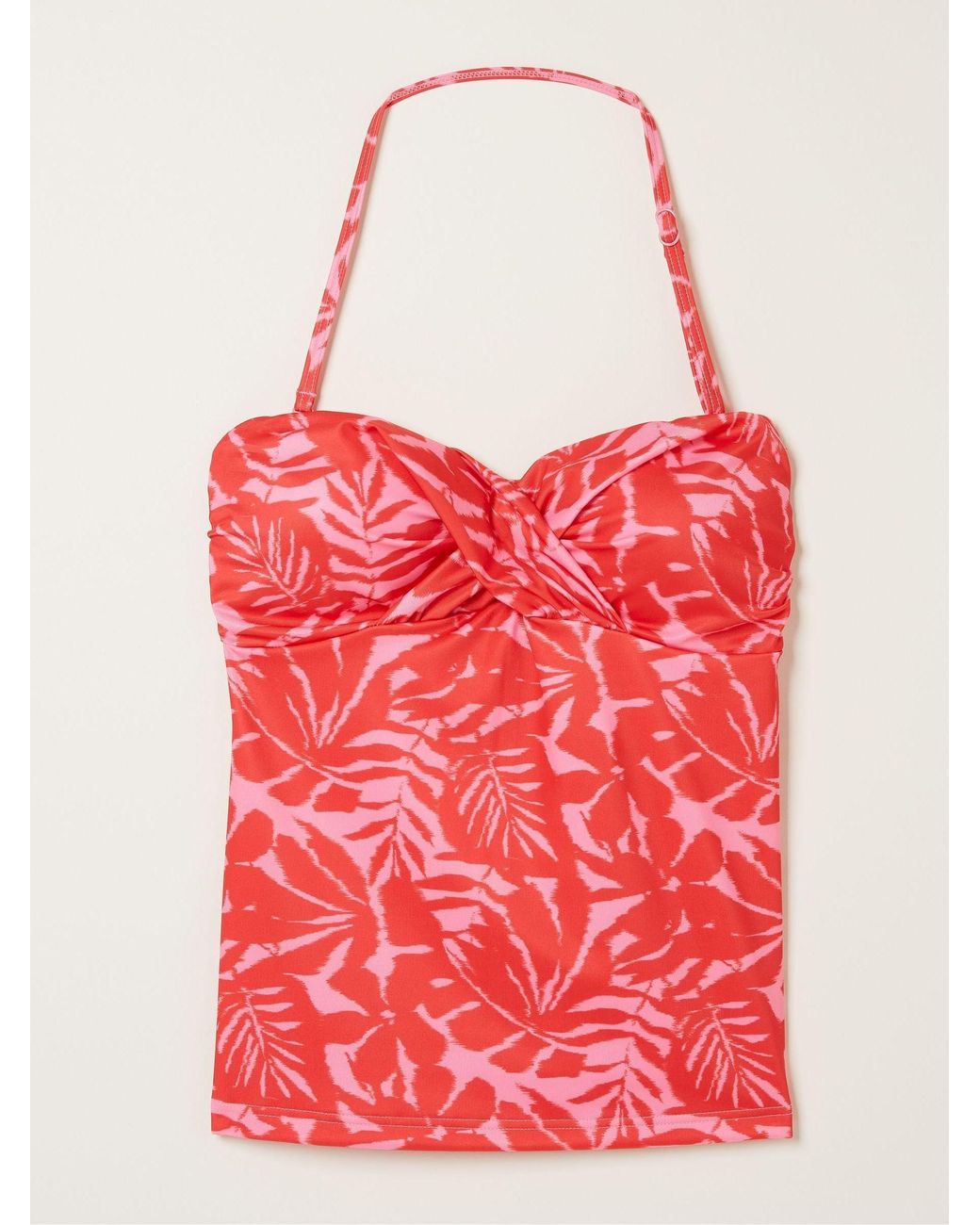 FatFace Red Ikat Leaves Tankini Top
