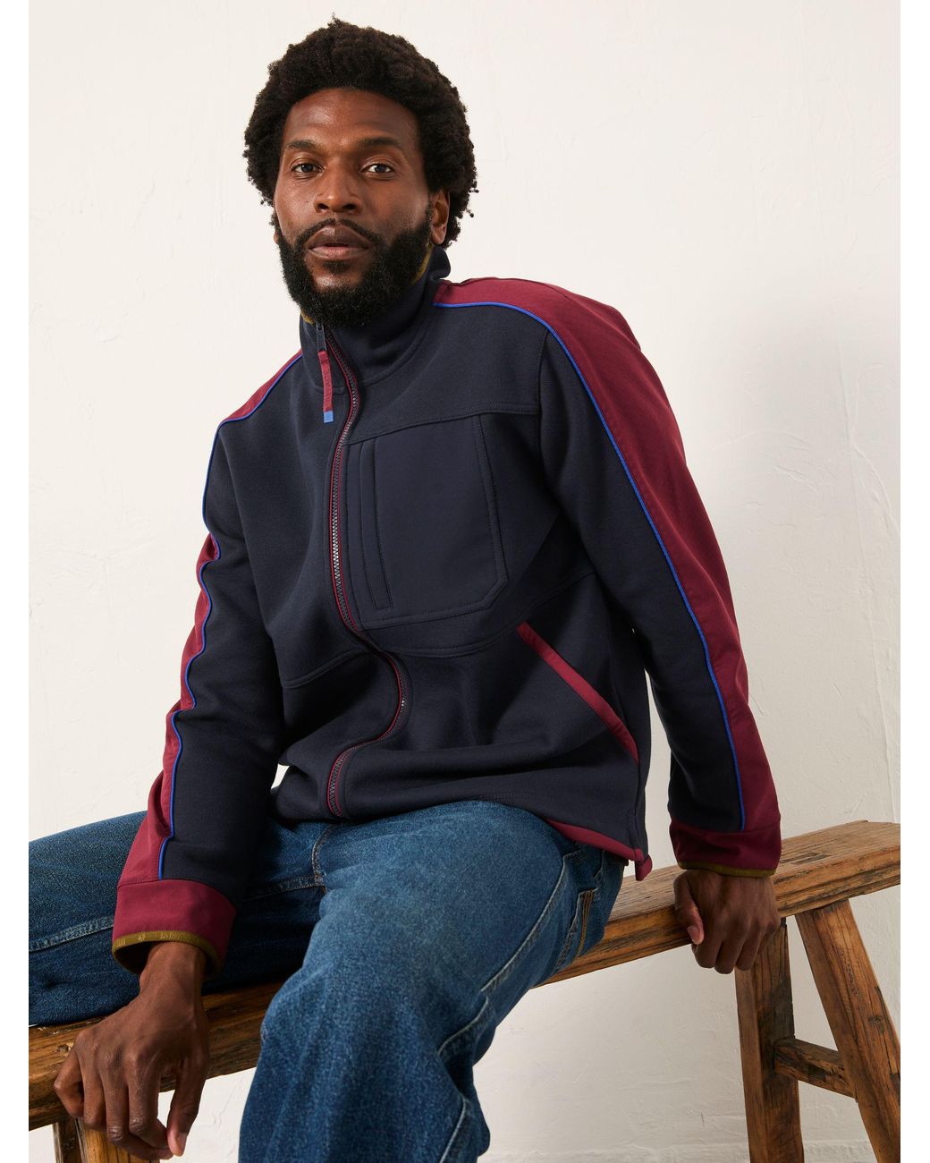 FatFace Blue Airlie Hybrid Zip Through Sweat for men