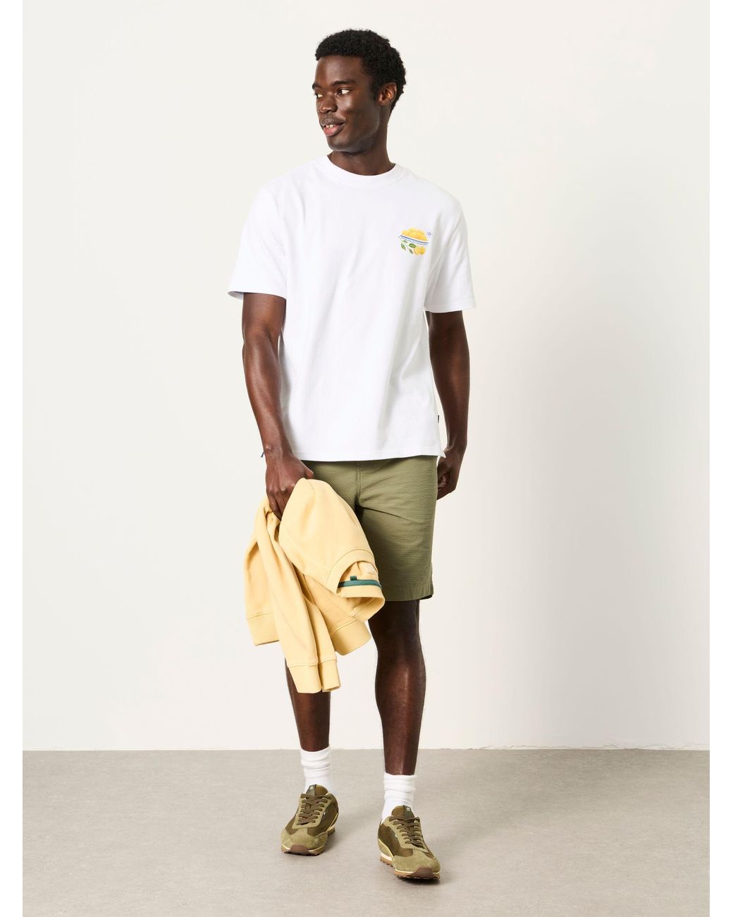 FatFace White Relaxed Fit Squeeze The Day Graphic Tshirt for men