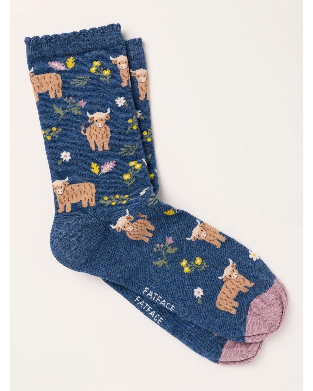 FatFace Blue Fatface Highland Cow Socks