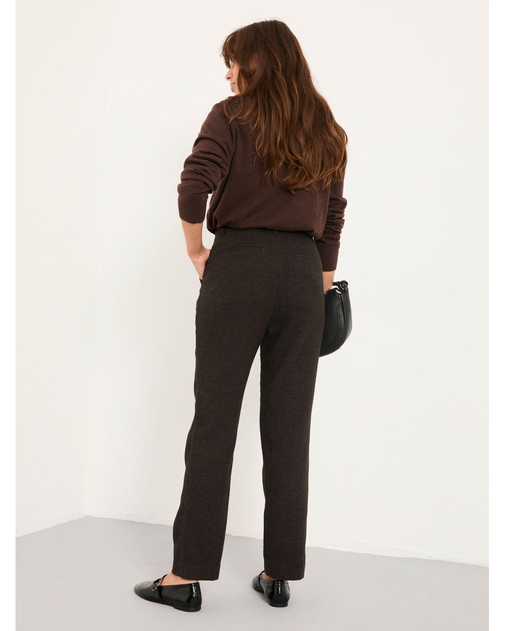 FatFace Black Tilly Herringbone Tapered Trousers