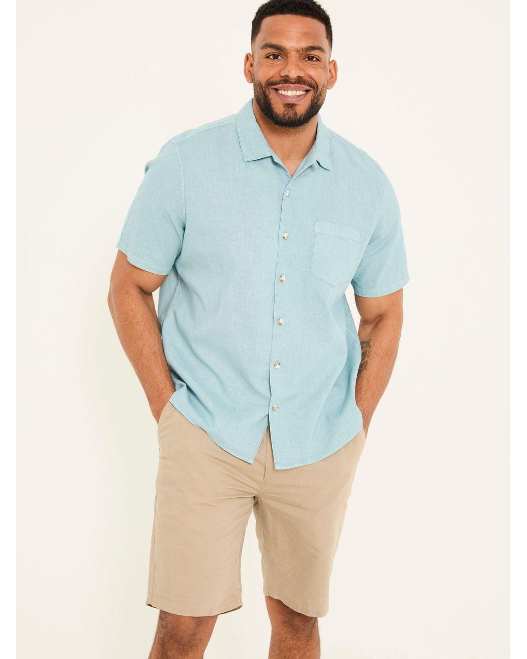 FatFace Blue Bugle Linen Cotton Shirt for men