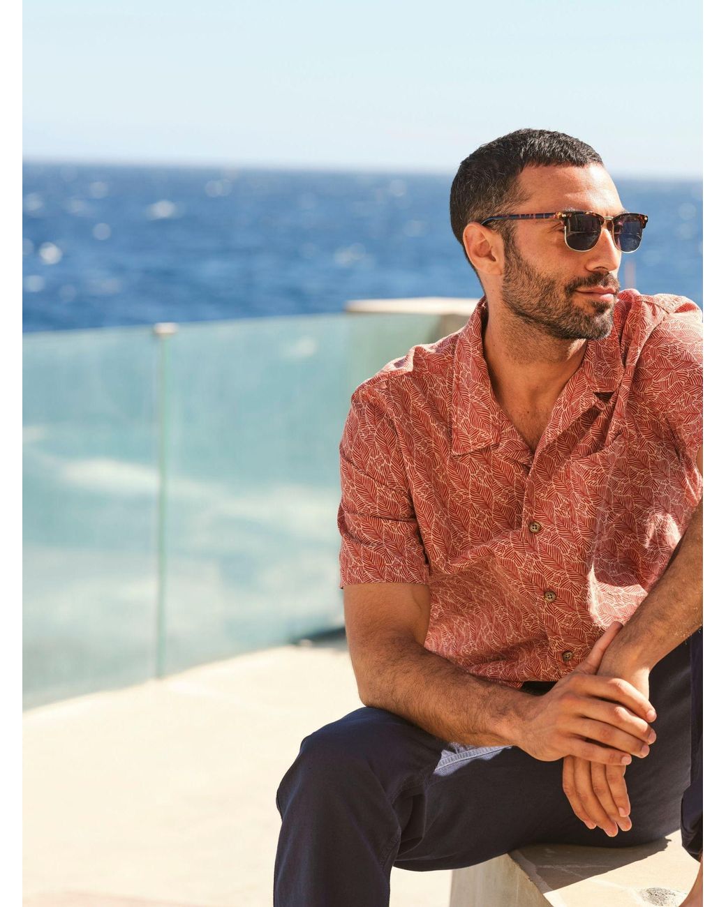 FatFace Blue Fatface Dempsey Leaf Print Shirt for men